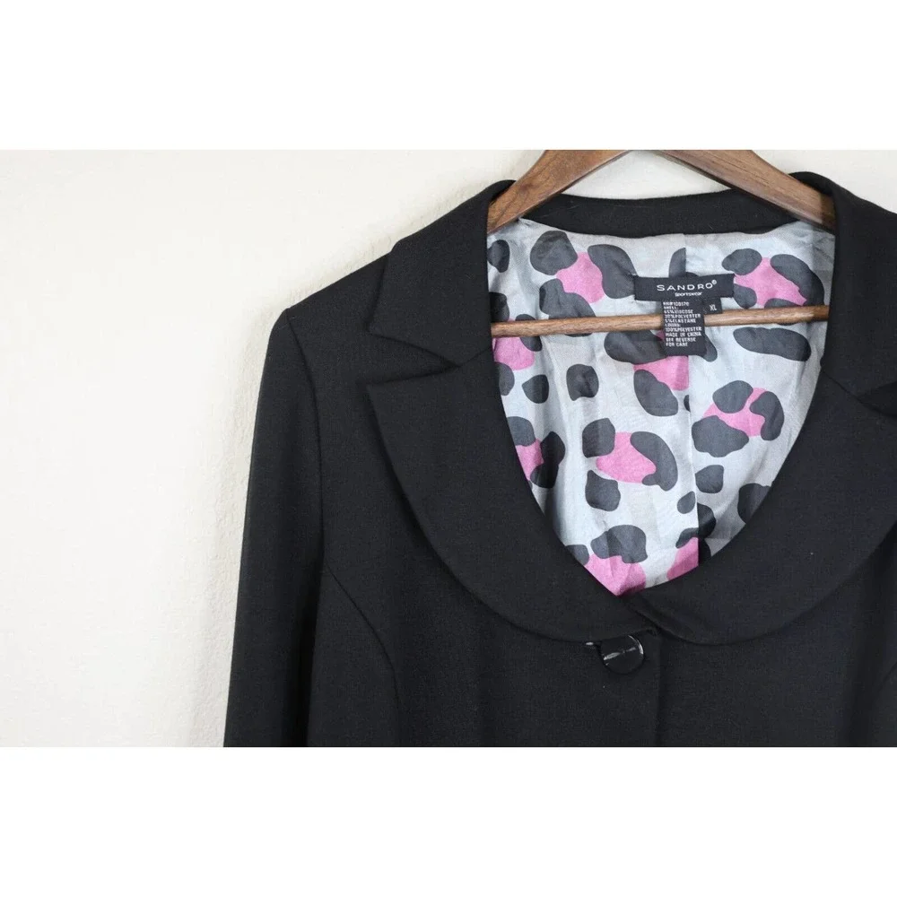 Sandro Vintage‎ 3 Button Blazer XL Black Y2K Clueless